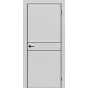 Дверь межкомнатная Порта-52 4AB Полипропилен, Nardo Grey в комплекте с врезанной черной магнитной защелкой, глухая, кромка алюминиевая черная матовая, каркасно-щитовая