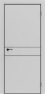 Дверь межкомнатная Порта-52 4AB высота 210 Полипропилен, Nardo Grey в комплекте с врезанной черной магнитной защелкой, глухая, кромка алюминиевая черная матовая, каркасно-щитовая