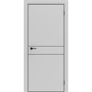 Дверь межкомнатная Порта-52 4AB высота 210 Полипропилен, Nardo Grey в комплекте с врезанной черной магнитной защелкой, глухая, кромка алюминиевая черная матовая, каркасно-щитовая