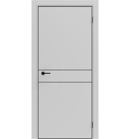 Дверь межкомнатная Порта-52 4AB высота 220 Полипропилен, Nardo Grey в комплекте с врезанной черной магнитной защелкой, глухая, кромка алюминиевая черная матовая, каркасно-щитовая