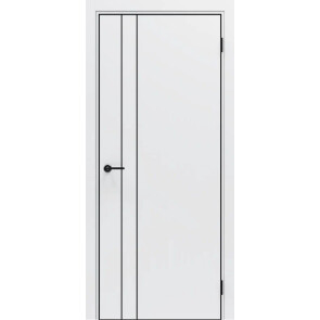 Дверь межкомнатная Порта-58 4AB Полипропилен, Alaska в комплекте с врезанной черной магнитной защелкой, глухая, кромка алюминиевая черная матовая, каркасно-щитовая