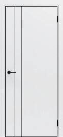 Дверь межкомнатная Порта-58 4AB Полипропилен, Alaska в комплекте с врезанной черной магнитной защелкой, глухая, кромка алюминиевая черная матовая, каркасно-щитовая