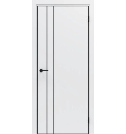 Дверь межкомнатная Порта-58 4AB Полипропилен, Alaska в комплекте с врезанной черной магнитной защелкой, глухая, кромка алюминиевая черная матовая, каркасно-щитовая