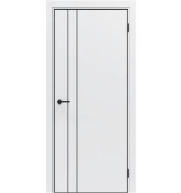 Дверь межкомнатная Порта-58 4AB высота 210 Полипропилен, Alaska в комплекте с врезанной черной магнитной защелкой, глухая, кромка алюминиевая черная матовая, каркасно-щитовая