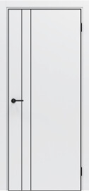 Дверь межкомнатная Порта-58 4AB высота 210 Полипропилен, Alaska в комплекте с врезанной черной магнитной защелкой, глухая, кромка алюминиевая черная матовая, каркасно-щитовая