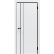 Дверь межкомнатная Порта-58 4AB высота 210 Полипропилен, Alaska в комплекте с врезанной черной магнитной защелкой, глухая, кромка алюминиевая черная матовая, каркасно-щитовая