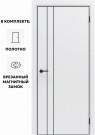 Дверь межкомнатная Порта-58 4AB высота 220 Полипропилен, Alaska в комплекте с врезанной черной магнитной защелкой, глухая, кромка алюминиевая черная матовая, каркасно-щитовая
