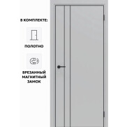 Дверь межкомнатная Порта-58 4AB Полипропилен, Nardo Grey в комплекте с врезанной черной магнитной защелкой, глухая, кромка алюминиевая черная матовая, каркасно-щитовая