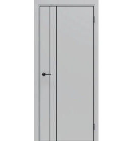 Дверь межкомнатная Порта-58 4AB Полипропилен, Nardo Grey в комплекте с врезанной черной магнитной защелкой, глухая, кромка алюминиевая черная матовая, каркасно-щитовая