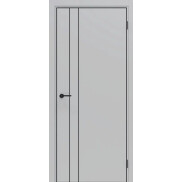 Дверь межкомнатная Порта-58 4AB Полипропилен, Nardo Grey в комплекте с врезанной черной магнитной защелкой, глухая, кромка алюминиевая черная матовая, каркасно-щитовая