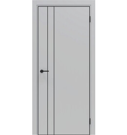 Дверь межкомнатная Порта-58 4AB высота 210 Полипропилен, Nardo Grey в комплекте с врезанной черной магнитной защелкой, глухая, кромка алюминиевая черная матовая, каркасно-щитовая