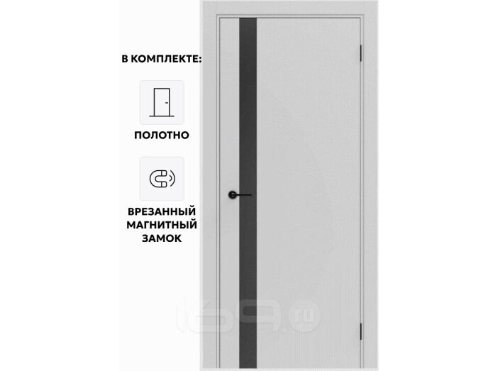 Дверь межкомнатная ПТА-51 B Полипропилен, Nardo Grey в комплекте с врезанной черной магнитной защелкой, глухая, каркасно-щитовая