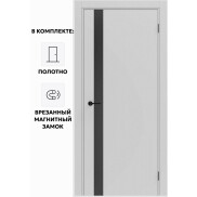 Дверь межкомнатная ПТА-51 B Полипропилен, Nardo Grey в комплекте с врезанной черной магнитной защелкой, глухая, каркасно-щитовая