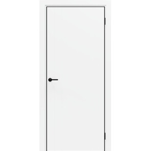 Дверь межкомнатная Порта-50 4AB Полипропилен, Alaska в комплекте с врезанной черной магнитной защелкой, глухая, кромка алюминиевая черная матовая, каркасно-щитовая