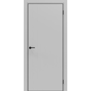 Дверь межкомнатная Порта-50 4AB Полипропилен, Nardo Grey в комплекте с врезанной черной магнитной защелкой, глухая, кромка алюминиевая черная матовая, каркасно-щитовая