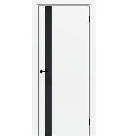Дверь межкомнатная Порта-51 4AB Полипропилен, Alaska в комплекте с врезанной черной магнитной защелкой, глухая, кромка алюминиевая черная матовая, каркасно-щитовая