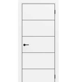 Дверь межкомнатная Порта-54 4AB Полипропилен, Alaska в комплекте с врезанной черной магнитной защелкой, глухая, кромка алюминиевая черная матовая, каркасно-щитовая