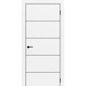 Дверь межкомнатная Порта-54 4AB Полипропилен, Alaska в комплекте с врезанной черной магнитной защелкой, глухая, кромка алюминиевая черная матовая, каркасно-щитовая