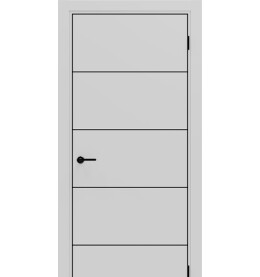 Дверь межкомнатная Порта-54 4AB Полипропилен, Nardo Grey в комплекте с врезанной черной магнитной защелкой, глухая, кромка алюминиевая черная матовая, каркасно-щитовая