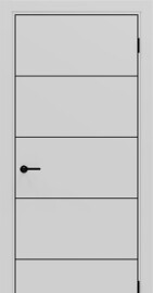 Дверь межкомнатная Порта-54 4AB Полипропилен, Nardo Grey в комплекте с врезанной черной магнитной защелкой, глухая, кромка алюминиевая черная матовая, каркасно-щитовая