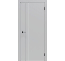Дверь межкомнатная Порта-58 4AB Полипропилен Nardo Grey, глухая, кромка алюминиевая черная, каркасно-щитовая