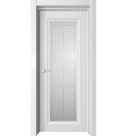 Дверь межкомнатная Альто Винил, Белый бархат, остекленная, сатинат белый, царговая