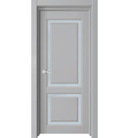 Дверь межкомнатная Скай Винил, Серый бархат, остекленная, сатинат белый, царговая
