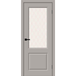 Дверь межкомнатная Скинни-13 Винил Grey Pro, остекленная, white сrystal, кромка обычная, скиновая