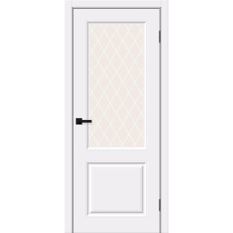 Дверь межкомнатная Скинни-13 Винил White Pro, остекленная, white сrystal, кромка обычная, скиновая