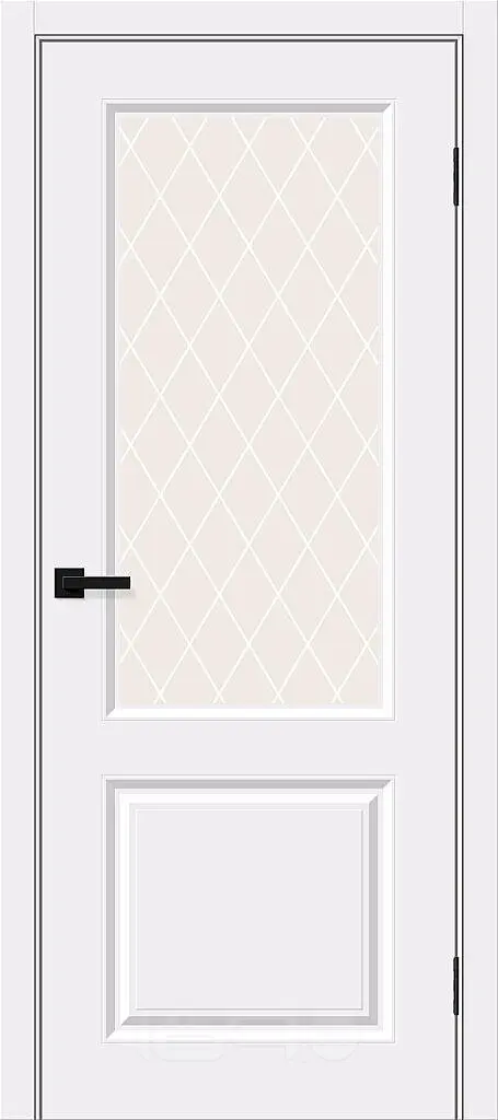 ДверьмежкомнатнаяСкинни-13Винил,WhitePro,остекленная,whiteсrystal,кромкаABS,скиновая