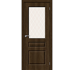 Дверь межкомнатная Скинни-15 Винил, Dark Barnwood, остекленная, white сrystal, скиновая