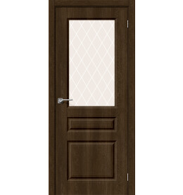 Дверь межкомнатная Скинни-15 Винил, Dark Barnwood, остекленная, white сrystal, скиновая