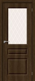 Дверь межкомнатная Скинни-15 Винил Dark Barnwood, остекленная, white сrystal, скиновая