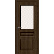 Дверь межкомнатная из ПВХ "Скинни-15" Dark Barnwood остекление White Сrystal