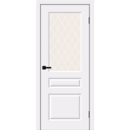 Дверь межкомнатная Скинни-15 Винил White Pro, остекленная, white сrystal, кромка обычная, скиновая