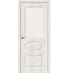 Дверь межкомнатная Скинни-21 Винил, Casablanca, остекленная, white сrystal, скиновая