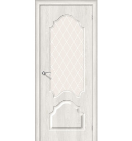 Дверь межкомнатная Скинни-33 Винил, Casablanca, остекленная, white сrystal, кромка ABS, филенчатая