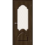 Дверь межкомнатная из ПВХ "Скинни-33" Dark Barnwood остекление художественное