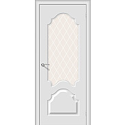 Дверь межкомнатная Скинни-33 Винил Fresco, остекленная, white сrystal, кромка abs, филенчатая