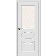 Дверь межкомнатная из ПВХ "Скинни-21" Белый остекление художественное