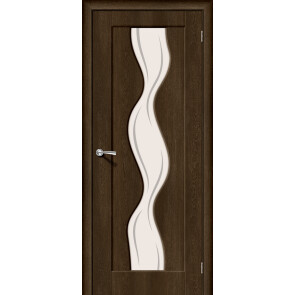 Дверь межкомнатная Вираж-2 Винил Dark Barnwood, остекленная, art glass, кромка ABS, филенчатая
