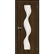 Дверь межкомнатная Вираж-2 Винил Dark Barnwood, остекленная, art glass, кромка abs, филенчатая