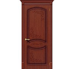 Дверь межкомнатная шпонированная «Азалия» Макоре (Шпон файн-лайн) глухая