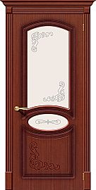 Дверь межкомнатная шпонированная «Азалия» Макоре (Шпон файн-лайн) остекление Сатинато белое