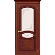 Дверь межкомнатная шпонированная «Азалия» Макоре (Шпон файн-лайн) остекление Сатинато белое