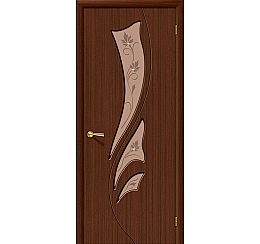 Дверь межкомнатная шпонированная «Эксклюзив» Шоколад (Шпон файн-лайн) остекление художественное