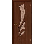 Дверь межкомнатная шпонированная «Эксклюзив» Шоколад (Шпон файн-лайн) остекление художественное