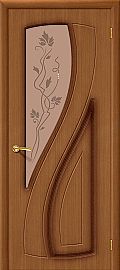 Дверь межкомнатная шпонированная «Лагуна» Орех (Шпон файн-лайн) остекление художественное