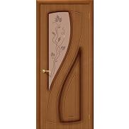 Дверь межкомнатная шпонированная «Лагуна» Орех (Шпон файн-лайн) остекление художественное