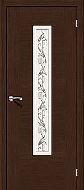 Дверь межкомнатная шпонированная «Рондо» Венге (Шпон файн-лайн) остекление Сатинато белое, витраж